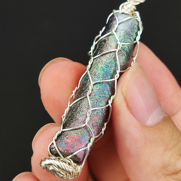 | Goethite Pillar(4cm) | Goethite Pendant Copper Wire Wrapped Gemstone Pendant | COLOUR: Green, Blue, Silver | 100% natural color |