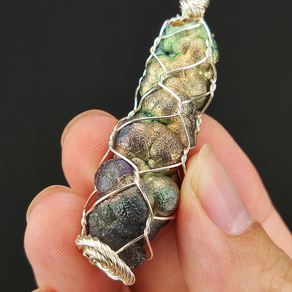 Top Grade Pillar Series | Gold-Green Aged Teardrop Pendant | Abundance Navigation and Directional Shield of the Universal Heart
