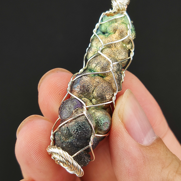 | Goethite Pillar(5cm) | Goethite Pendant Copper Wire Wrapped Gemstone Pendant | COLOUR: Green, Gold | 100% natural color |