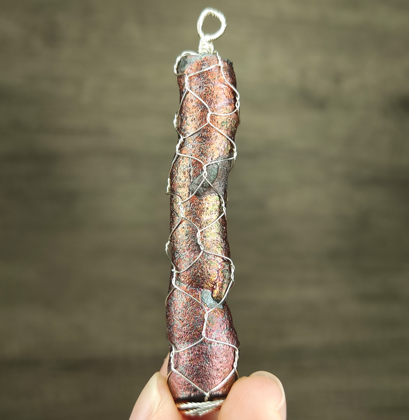 | Goethite Pillar(5cm) | Goethite Pendant Copper Wire Wrapped Gemstone Pendant | COLOUR: Pink, Green, Gold | 100% natural color |