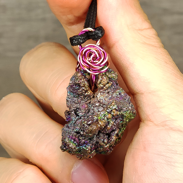 | Goethite Pendant Copper Wire Wrapped Gemstone Pendant | COLOUR: Green, gold, Purple | 100% natural color |