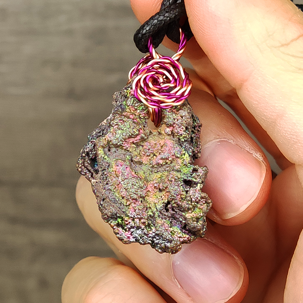 | Goethite Pendant Copper Wire Wrapped Gemstone Pendant | COLOUR: Green, gold, Purple | 100% natural color |