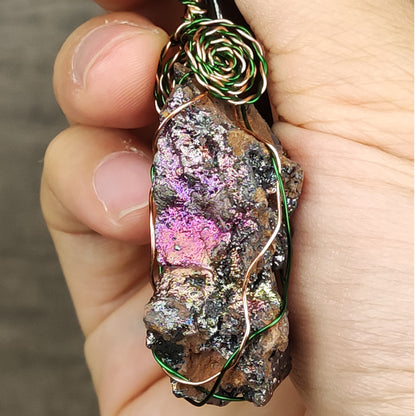 Wisdom & Growth Rainbow Leklai Pendant | Purple & Green Radiance | Spiritual Intuition & Career Vitality
