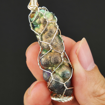 Top Grade Pillar Series | Gold-Green Aged Teardrop Pendant | Abundance Navigation and Directional Shield of the Universal Heart