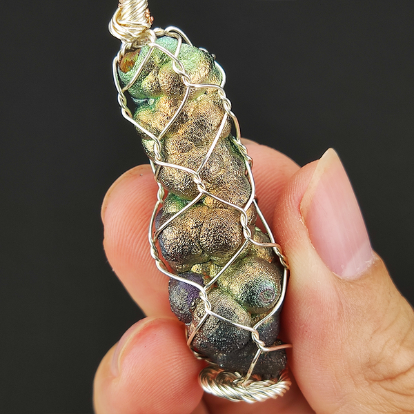 | Goethite Pillar(5cm) | Goethite Pendant Copper Wire Wrapped Gemstone Pendant | COLOUR: Green, Gold | 100% natural color |