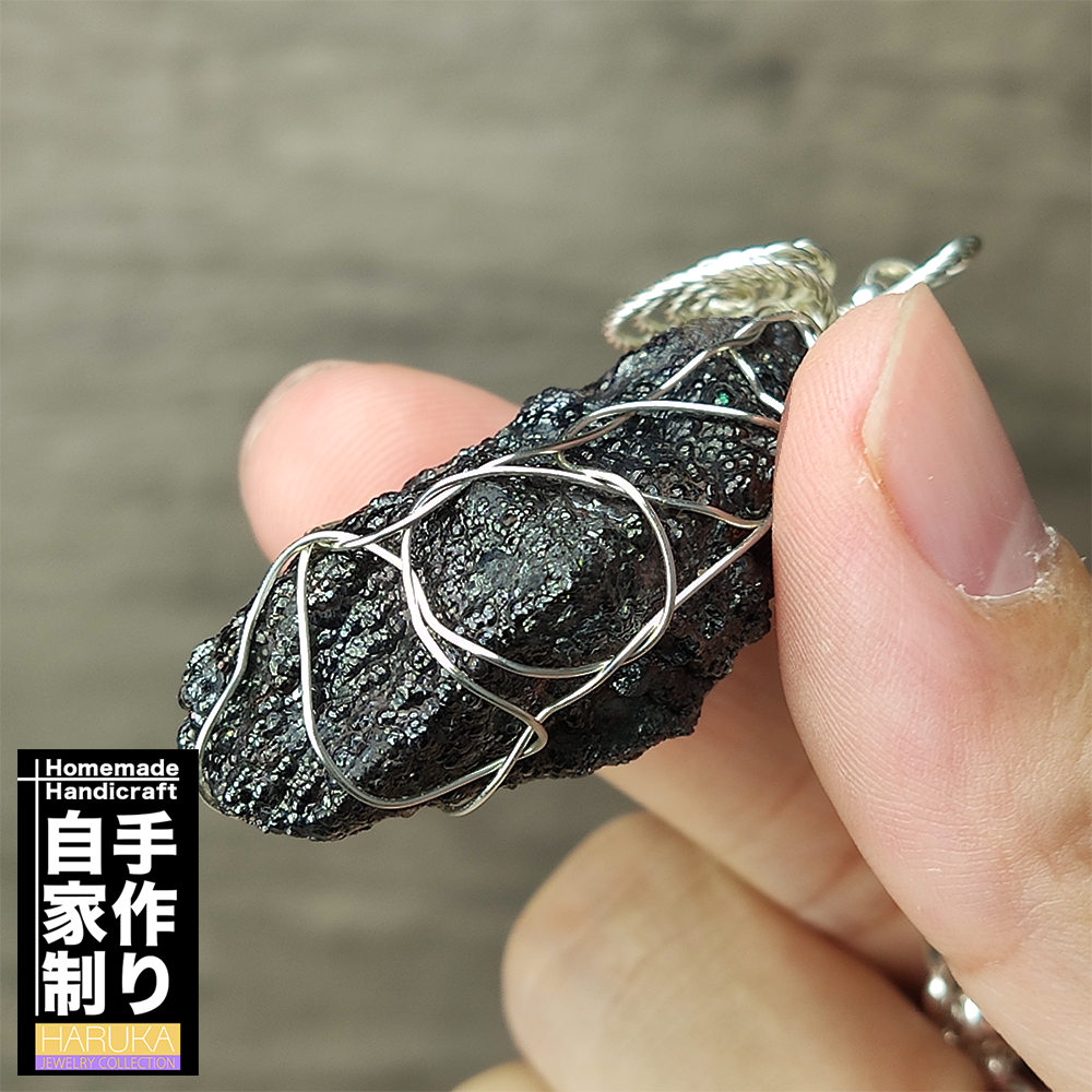 | Goethite Pendant Copper Wire Wrapped Gemstone Pendant | COLOUR: Silver black, Turgite with black Calcite| 100% natural color |