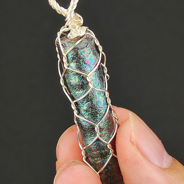 | Goethite Pillar(4cm) | Goethite Pendant Copper Wire Wrapped Gemstone Pendant | COLOUR: Green, Blue, Silver | 100% natural color |