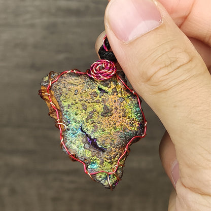 Golden Serenity Rainbow Leklai Pendant | Gold & Blue Radiance | Wealth Manifestation & Emotional Balance