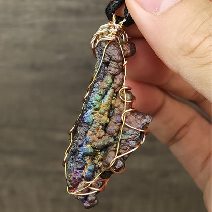 Rainbow Bead Leklai Pendant | Purple, Gold & Blue Radiance | Spiritual Wisdom & Abundant Prosperity