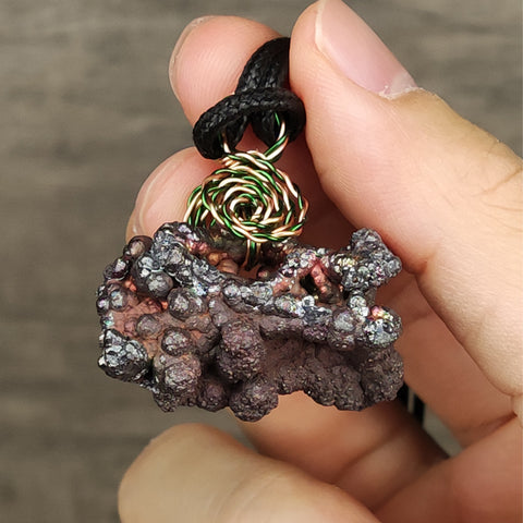 | Goethite Pendant Copper Wire Wrapped Gemstone Pendant | COLOUR: Green, Orange| 100% natural color |