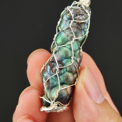 Top Grade Pillar Series | Gold-Green Aged Teardrop Pendant | Abundance Navigation and Directional Shield of the Universal Heart
