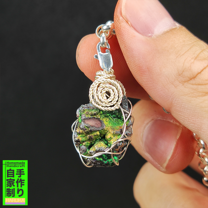 Top Grade Green Manifestation | Business Growth & Networking Strategic Enhancement | Natural Malaysian Leklai Living Stone Clasp Pendant