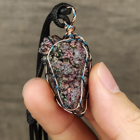 | Goethite Pendant Copper Wire Wrapped Gemstone Pendant | COLOUR: Pink, Green | 100% natural color |