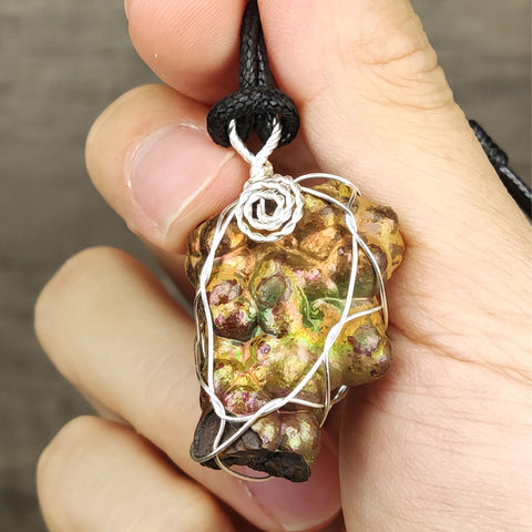 | Goethite Pendant Copper Wire Wrapped Gemstone Pendant | COLOUR: Gold| 100% natural color |