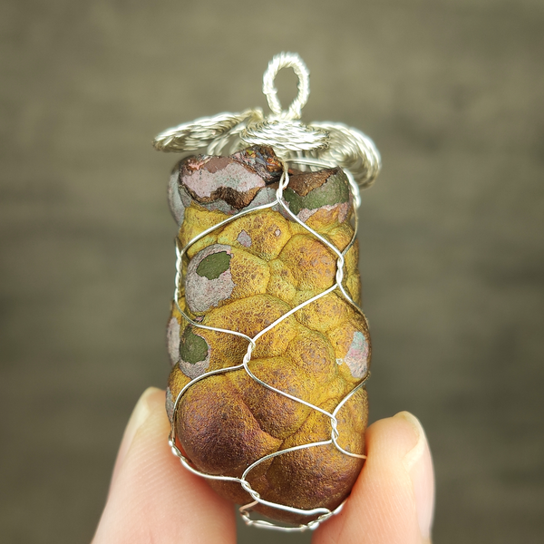 | Goethite Pillar(3cm) | Goethite Pendant Copper Wire Wrapped Gemstone Pendant | COLOUR: Gold | 100% natural color |