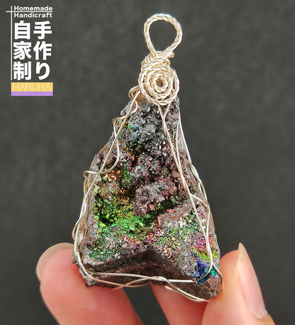 Sparkling Rainbow Leklai Pendant | Diamond Series | 7x3cm Large Size | Ultimate Luck & Aura Enhancement | Universal Heart Malaysian Energy Stone