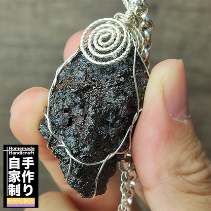 Black Calcite Leklai Pendant | Sophisticated Silver-Black - Portable Wealth and Aura Shield