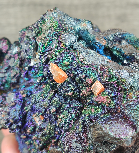 | Top premium rare Iridescent Goethite, Turgite, Hematite, Iridescent | COLOUR: Purple, Green, Turgite with black Calcite | 100% natural color |