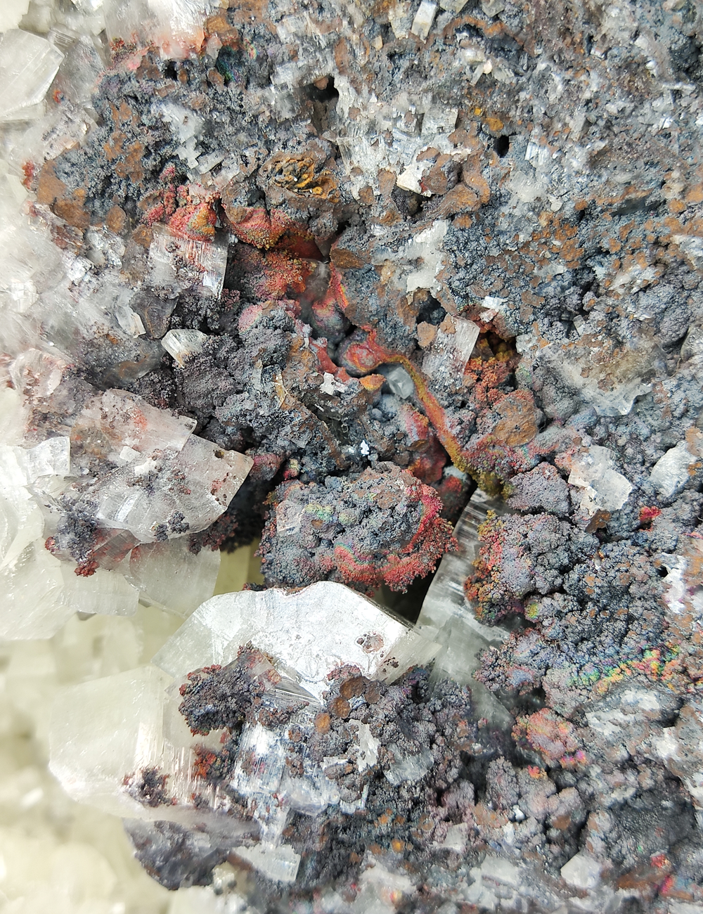 | 19KG | Top premium rare Iridescent Goethite, Turgite, Hematite, Iridescent | COLOUR: Goethite with White Quartz,Crystal | 100% natural color |