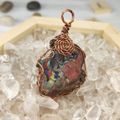 Rare Rainbow Leklai Gallstone Pendant | 3.5cm Gold, Green & Pink | Core Energy & Luck Attraction