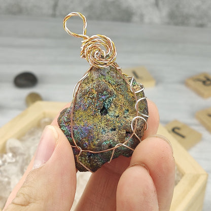 Rainbow Leklai Pendant | Iridescent Goethite | Gold, Purple & Green Aura | Authentic Malaysian | 3.9cm