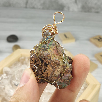 Rainbow Leklai Pendant | Iridescent Goethite | Gold, Purple & Green Aura | Authentic Malaysian | 3.9cm