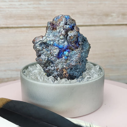  Premium Silver Leklai Gallstone Core | 5.5cm Vibrant Blue-Sheen Living Stone