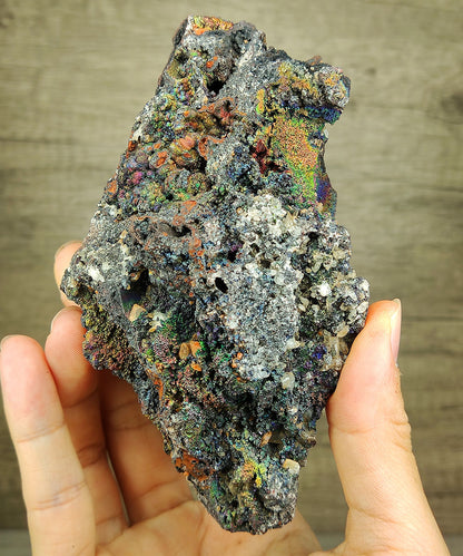 [Top Grade] Black Crystal Diamond & Calcite Leklai | Gallstone Core | Black, Gold, Green & Blue | Radiating Success & Career Abundance