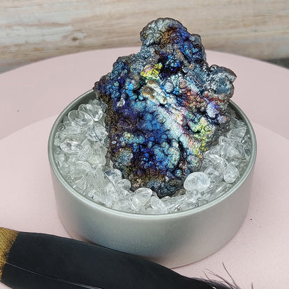  Premium Silver Leklai Gallstone Core | 5.5cm Vibrant Blue-Sheen Living Stone