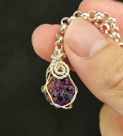 Purple & Blue Rainbow Diamond Pendant | High-Frequency Symbiosis| Emotional Stability & Communication Enhancement | Aura Brightening & Clearing Gossip | Malaysia Leklai