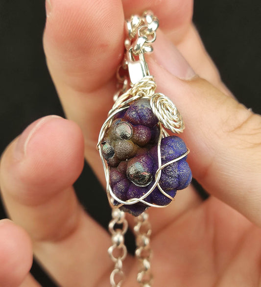 | Mini pendant | Goethite Pendant Copper Wire Wrapped Gemstone Pendant | COLOUR: Purple| 100% natural color |
