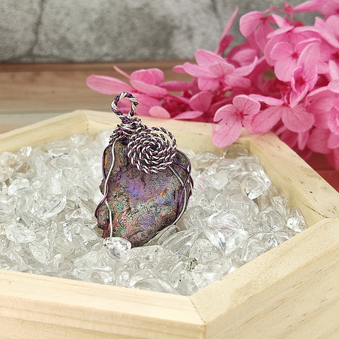 | Goethite Pendant Copper Wire Wrapped Gemstone Pendant | COLOUR: Purple | 100% natural color |