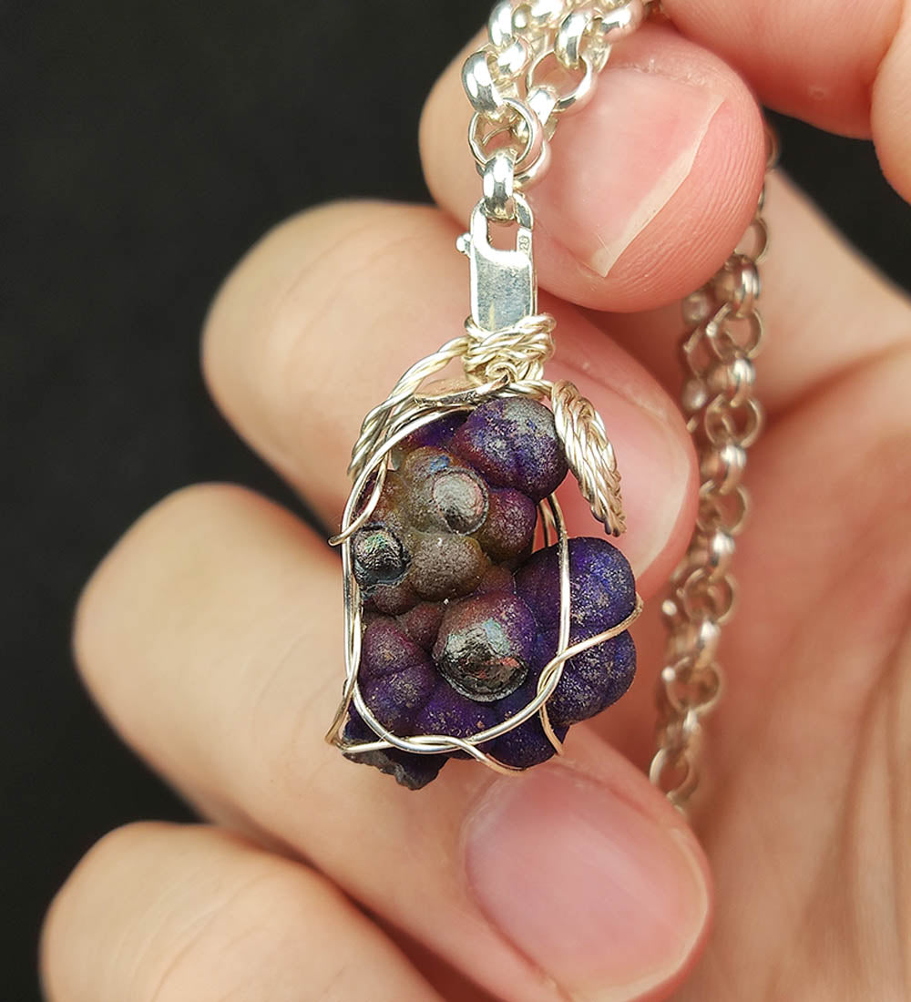| Mini pendant | Goethite Pendant Copper Wire Wrapped Gemstone Pendant | COLOUR: Purple| 100% natural color |