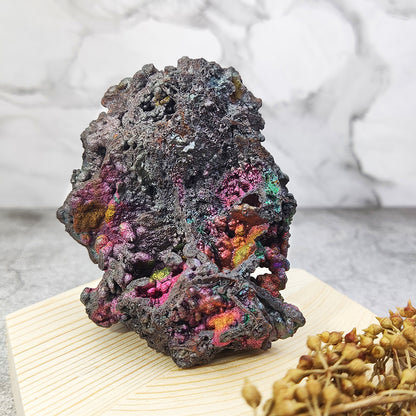 頂級七彩水晶力泥｜6.9cm 金綠粉閃耀共生：豐盛與療癒的剛柔並濟
