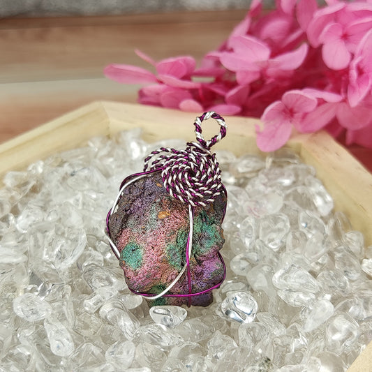| Goethite Pendant Copper Wire Wrapped Gemstone Pendant | COLOUR: Purple | 100% natural color |