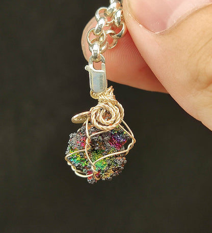 | Mini pendant | Goethite Pendant Copper Wire Wrapped Gemstone Pendant | COLOUR: Gold, Pink, Orange, Green | 100% natural color |