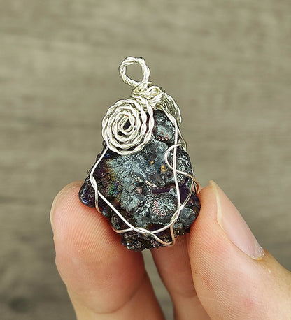 [Superior] Buddha Bead Gallstone Pendant | Purple & Silver Manifestation | Wisdom, Shield & Abundance Anchor