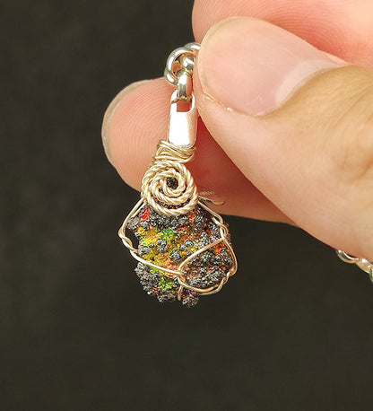 | Mini pendant | Goethite Pendant Copper Wire Wrapped Gemstone Pendant | COLOUR: Gold, Pink, Orange, Green | 100% natural color |
