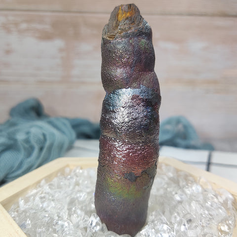 | Goethite Pillar (9.6cm)| Top premium rare Iridescent Goethite, Turgite, Hematite, Iridescent | COLOUR: purple, green, pink | 100% natural color |