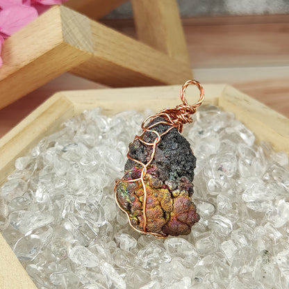 Golden Pink Coral - Iridescent Goethite | Concentrated Gallstone Core Pendant | Authentic Malaysian Leklai | 2.8cm