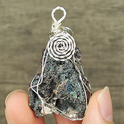 | Goethite Pendant Copper Wire Wrapped Gemstone Pendant | COLOUR: Silver, Pink | 100% natural color |