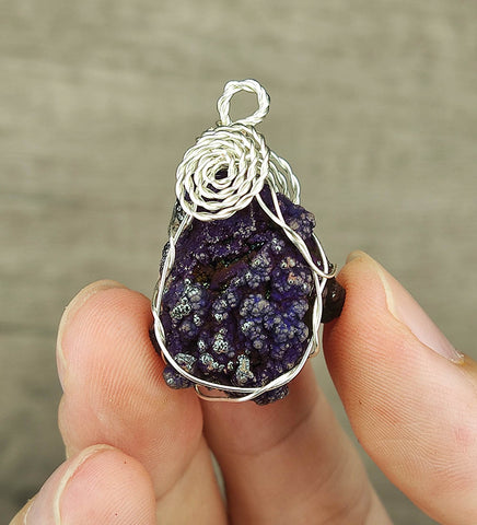 | Goethite Pendant Copper Wire Wrapped Gemstone Pendant | COLOUR: Purple, Silver | 100% natural color |