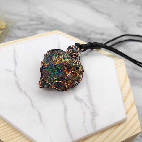 | Goethite Pendant Copper Wire Wrapped Gemstone Pendant | COLOUR: Green, gold, blue | 100% natural color |