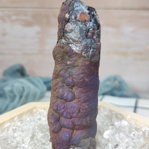 | Goethite Pillar(8.5cm) | Top premium rare Iridescent Goethite, Turgite, Hematite, Iridescent | COLOUR: Purple, Silver | 100% natural color |