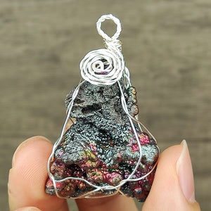 | Goethite Pendant Copper Wire Wrapped Gemstone Pendant | COLOUR: Silver, Pink | 100% natural color |