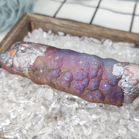 | Goethite Pillar(8.5cm) | Top premium rare Iridescent Goethite, Turgite, Hematite, Iridescent | COLOUR: Purple, Silver | 100% natural color |