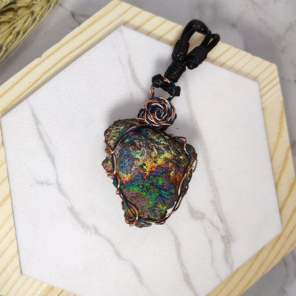 Green Gold Blue Coral - Iridescent Goethite | Concentrated Gallstone Core Pendant | Authentic Malaysian Leklai | 2.5cm