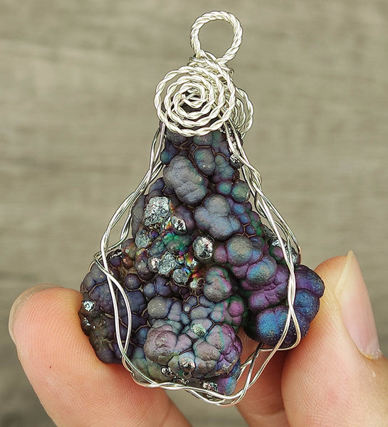 | Goethite Pendant Copper Wire Wrapped Gemstone Pendant | COLOUR: Purple, Blue, Green| 100% natural color |