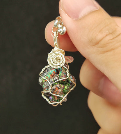 Premium Purple, Yellow & Orange Leklai Pendant | Refined Raw Stone with Clasp | Wisdom, Fortune & Creativity Anchor