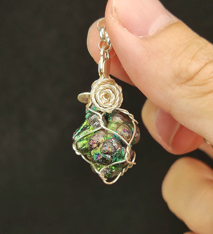 Premium Purple, Yellow & Orange Leklai Pendant | Refined Raw Stone with Clasp | Wisdom, Fortune & Creativity Anchor